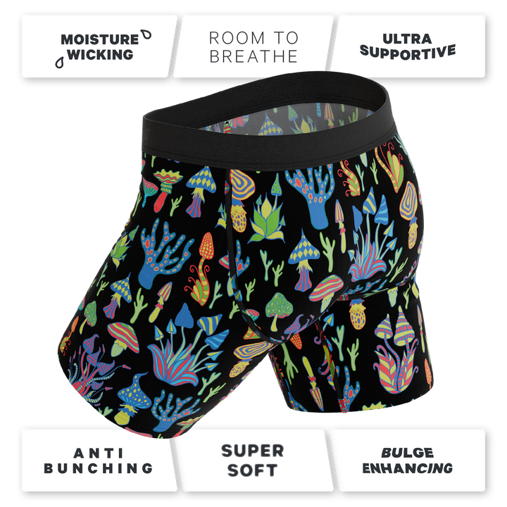 The Super Shroom | Neon Mushrooms Long Leg Ball Hammock® Pouch Underwear With Fly
