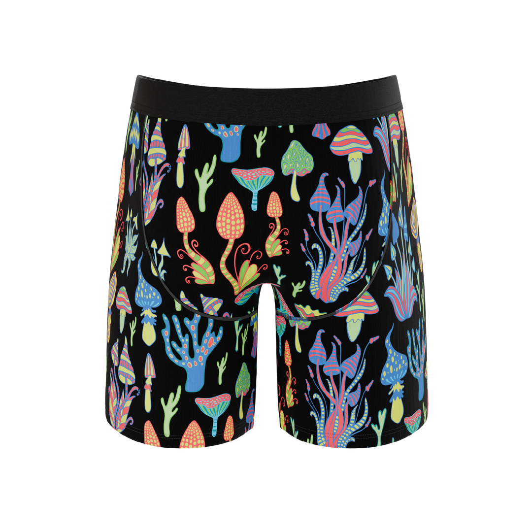 The Super Shroom | Neon Mushrooms Long Leg Ball Hammock® Pouch Underwear With Fly