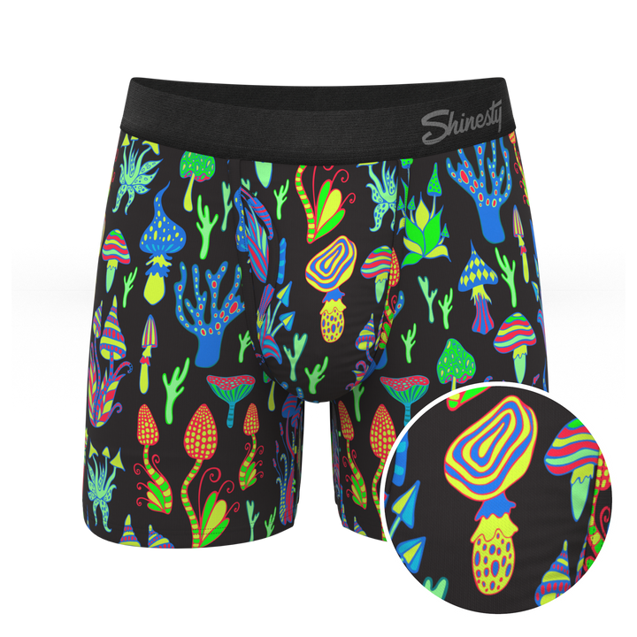 Shinesty "The Super Shroom" Neon Mushrooms Ball Hammock® Pouch Boxer Briefs with Fly