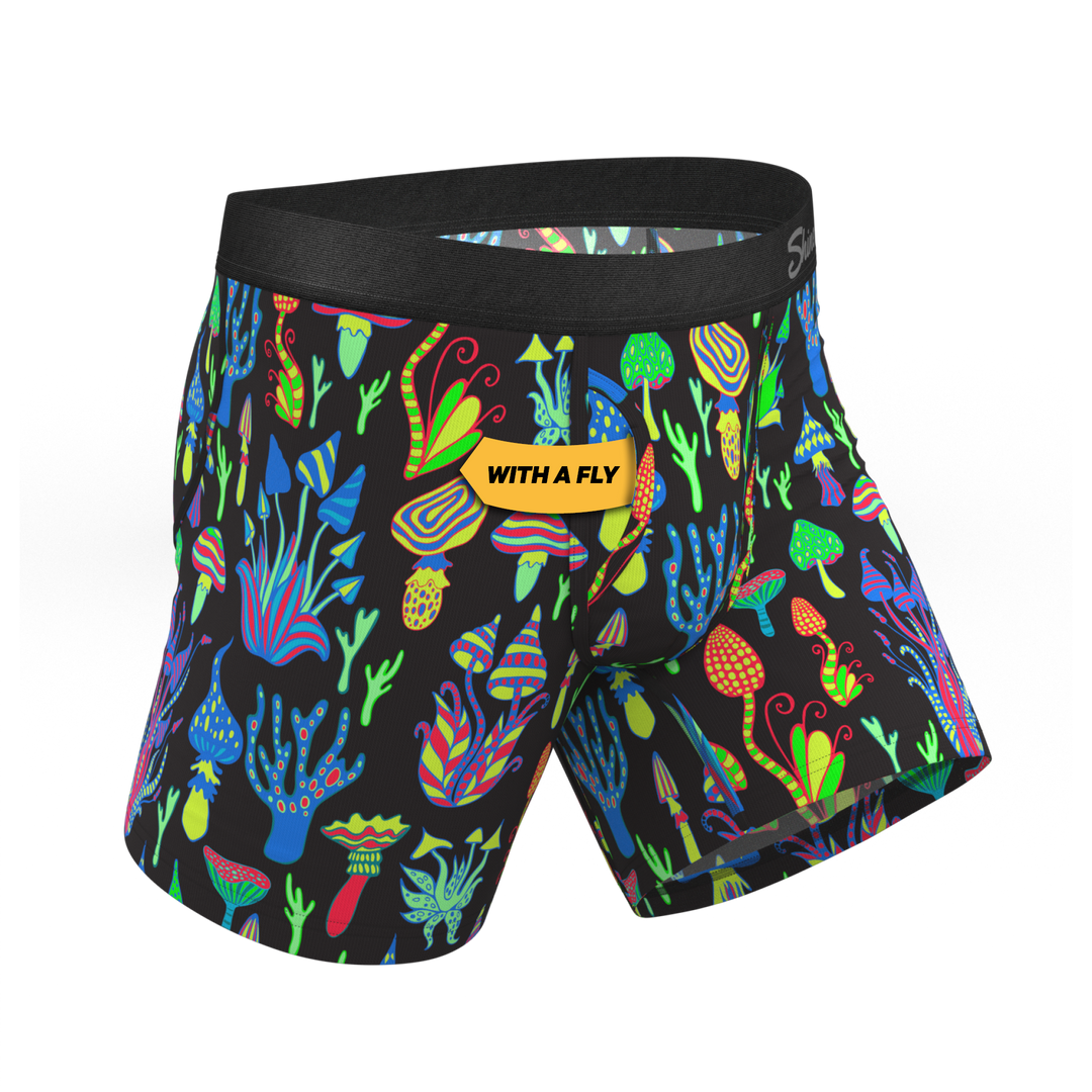 Shinesty "The Super Shroom" Neon Mushrooms Ball Hammock® Pouch Boxer Briefs with Fly
