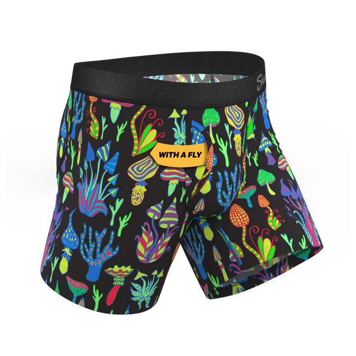 Shinesty "The Super Shroom" Neon Mushrooms Ball Hammock® Pouch Boxer Briefs with Fly