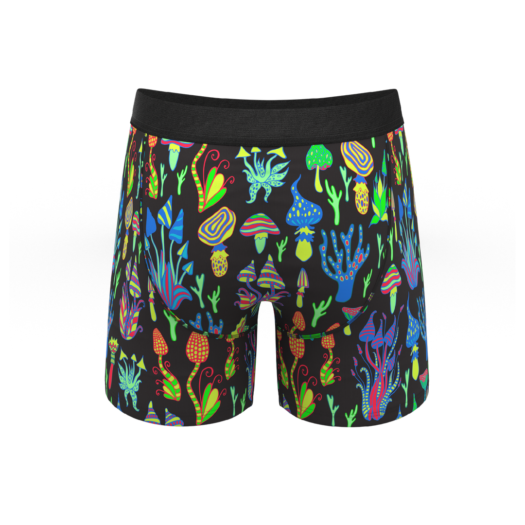 Shinesty "The Super Shroom" Neon Mushrooms Ball Hammock® Pouch Boxer Briefs with Fly