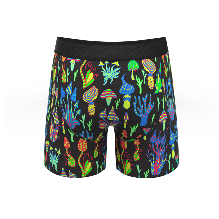 Shinesty "The Super Shroom" Neon Mushrooms Ball Hammock® Pouch Boxer Briefs with Fly