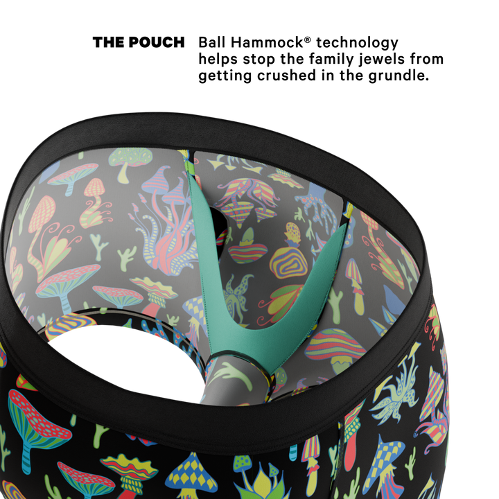 The Super Shroom: Neon Mushroom Trunks with Ball Hammock® Pouch Underwear