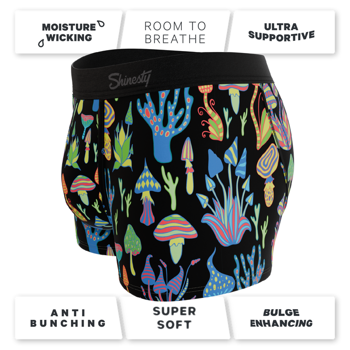 The Super Shroom: Neon Mushroom Trunks with Ball Hammock® Pouch Underwear