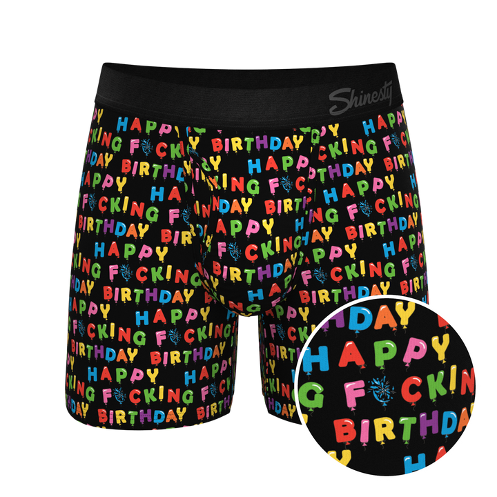 Shinesty "The Surprise Party" Birthday Balloons Ball Hammock® Pouch Boxer Briefs with Fly
