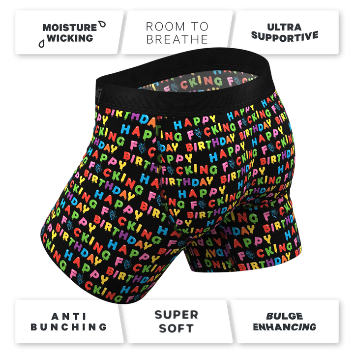 Shinesty "The Surprise Party" Birthday Balloons Ball Hammock® Pouch Boxer Briefs with Fly