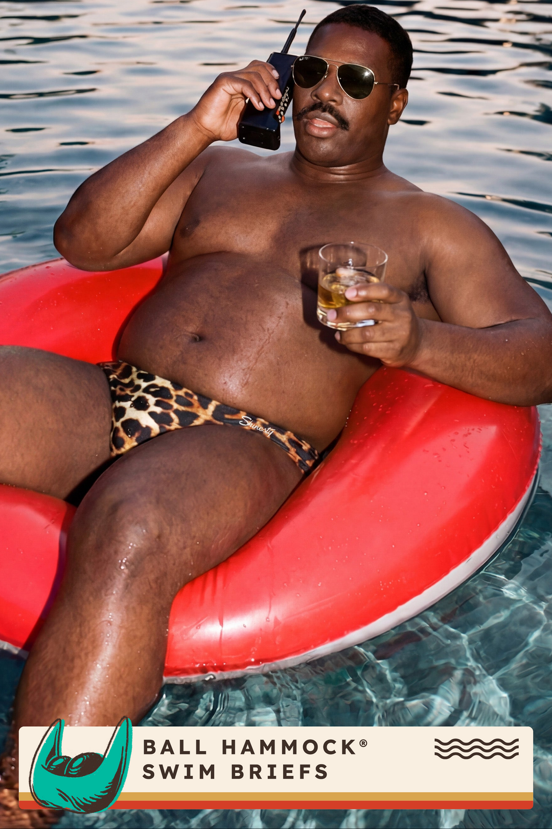 Shinesty The Hot Spots leopard Ball Hammock pouch swim briefs – men's leopard print swim brief