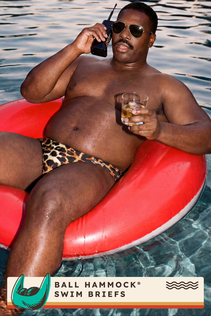 Shinesty The Hot Spots leopard Ball Hammock pouch swim briefs – men's leopard print swim brief