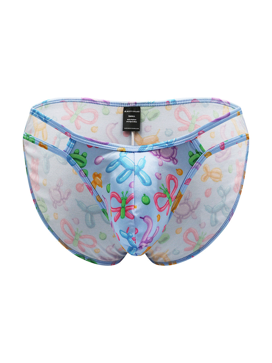 Body Aware Luxe Satin Double Strap Tanga in balloon animal print – men's satin tanga