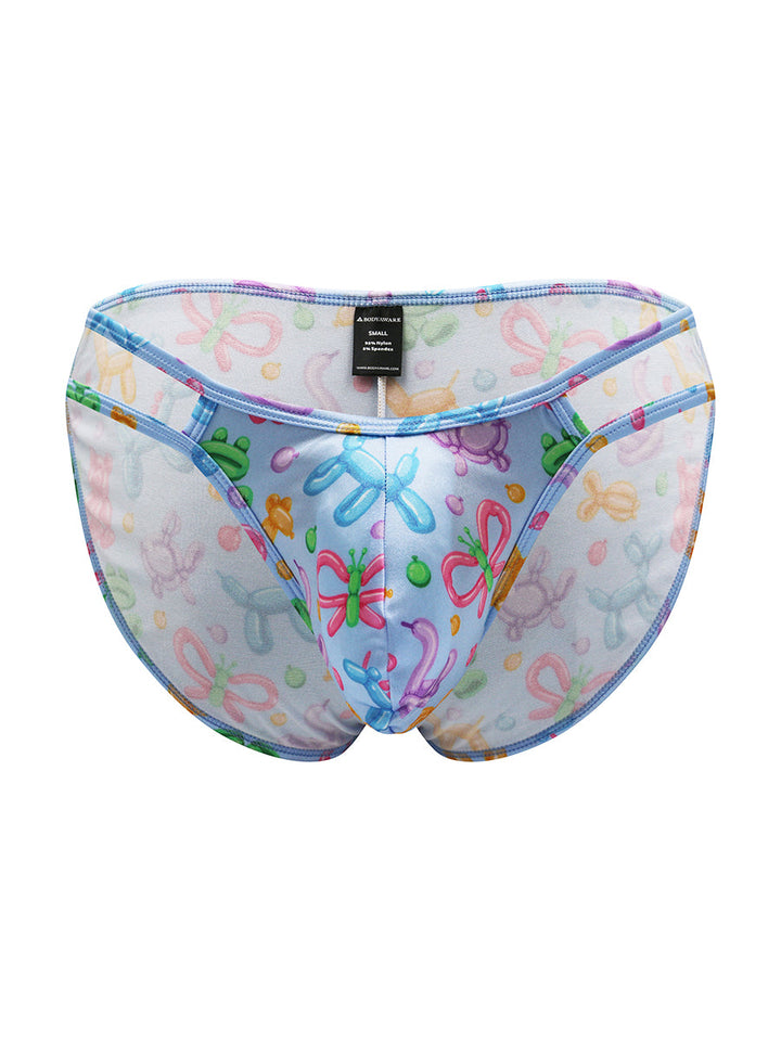 Body Aware Luxe Satin Double Strap Tanga in balloon animal print – men's satin tanga