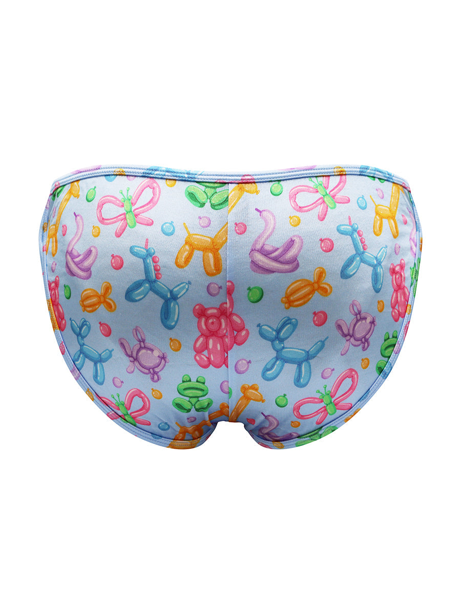 Body Aware Luxe Satin Double Strap Tanga in balloon animal print – men's satin tanga