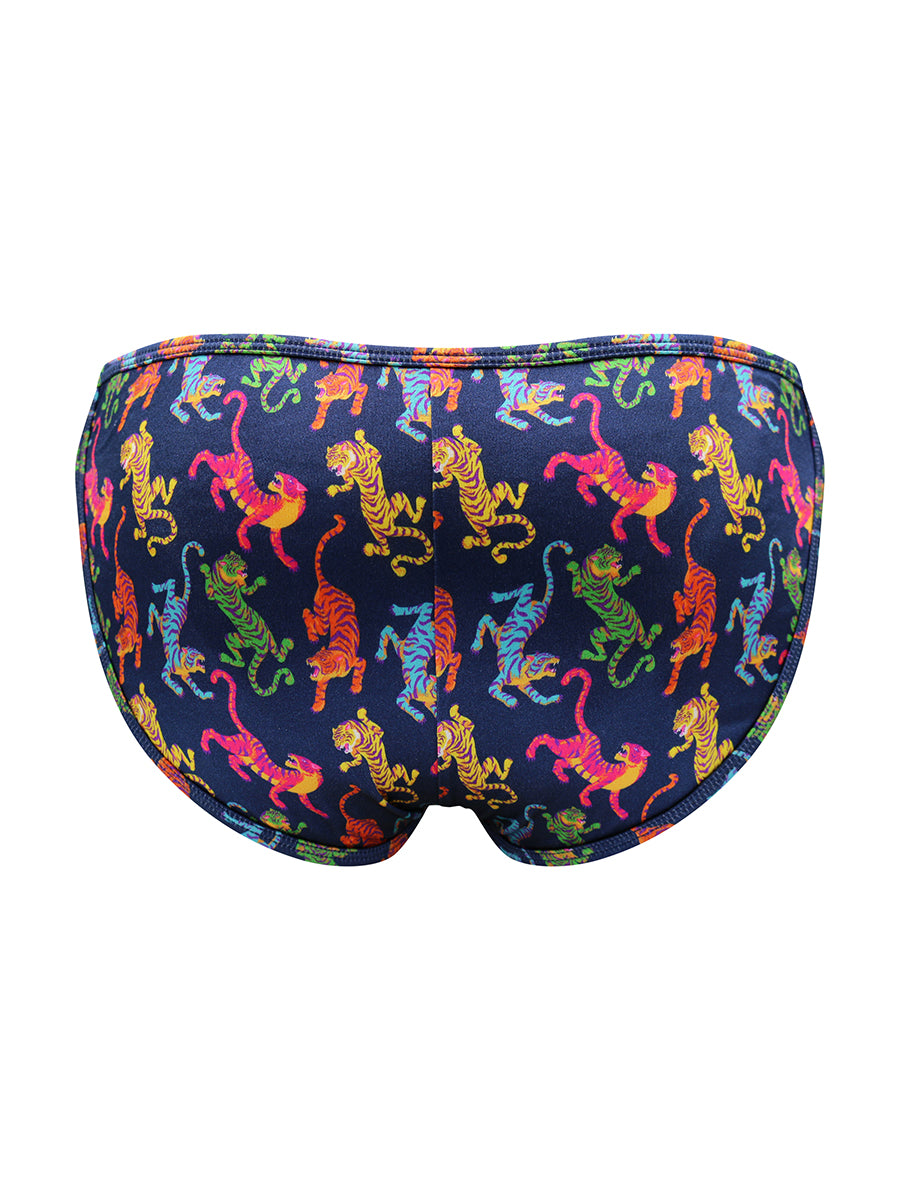 Body Aware Luxe Satin Double Strap Tanga in tiger print – men's satin double strap tanga