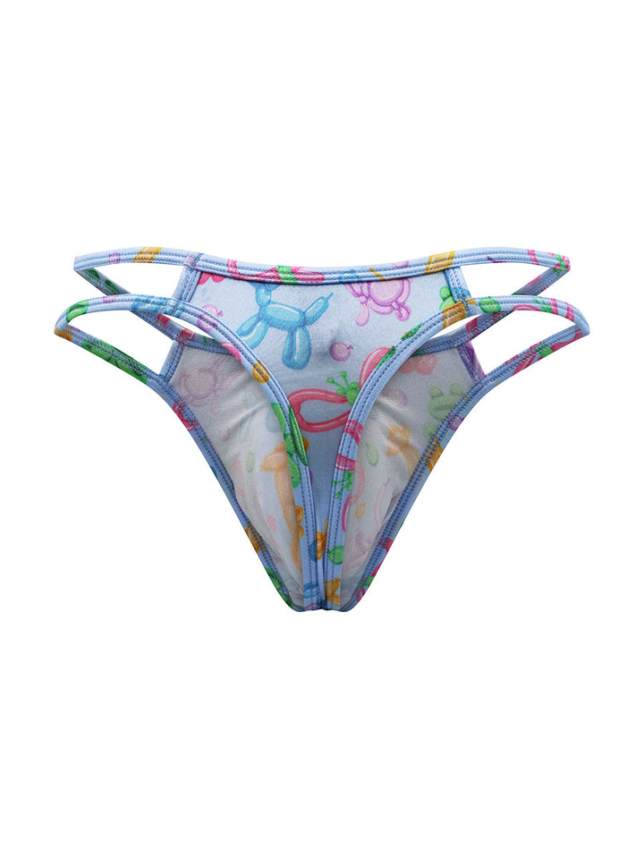 Body Aware Luxe Satin Double Strap Thong in balloon animal print – men's satin thong