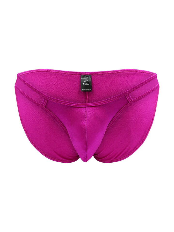 Body Aware Strappy Satin Tanga in berry – men's satin hip-strap tanga underwear
