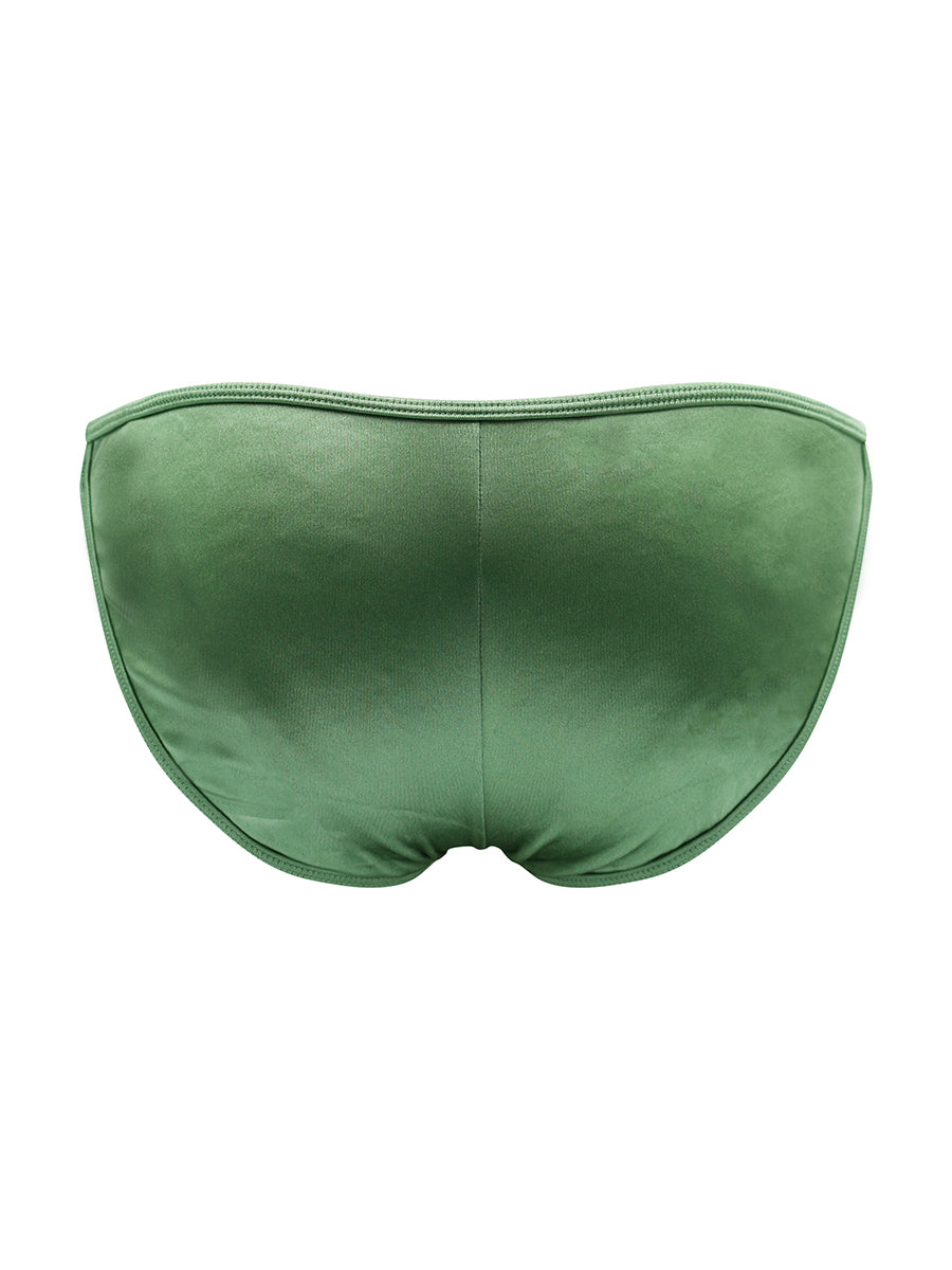 Body Aware Strappy Satin Tanga in green – men's satin hip-strap tanga underwear