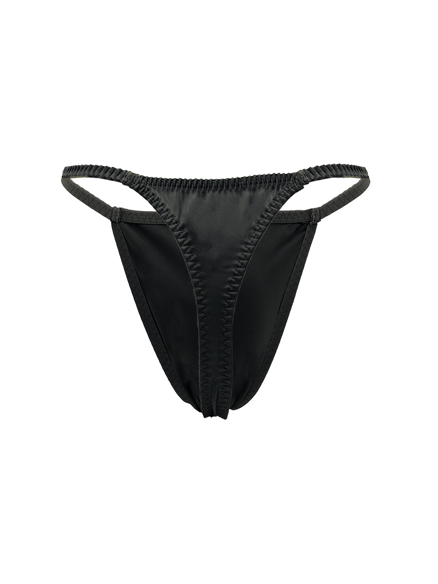 Body Aware Daydream Thong in black – men's shimmering charmeuse underwear thong