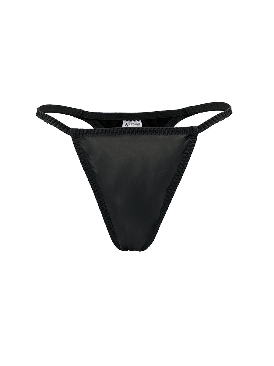 Body Aware Daydream Thong in black – men's shimmering charmeuse underwear thong