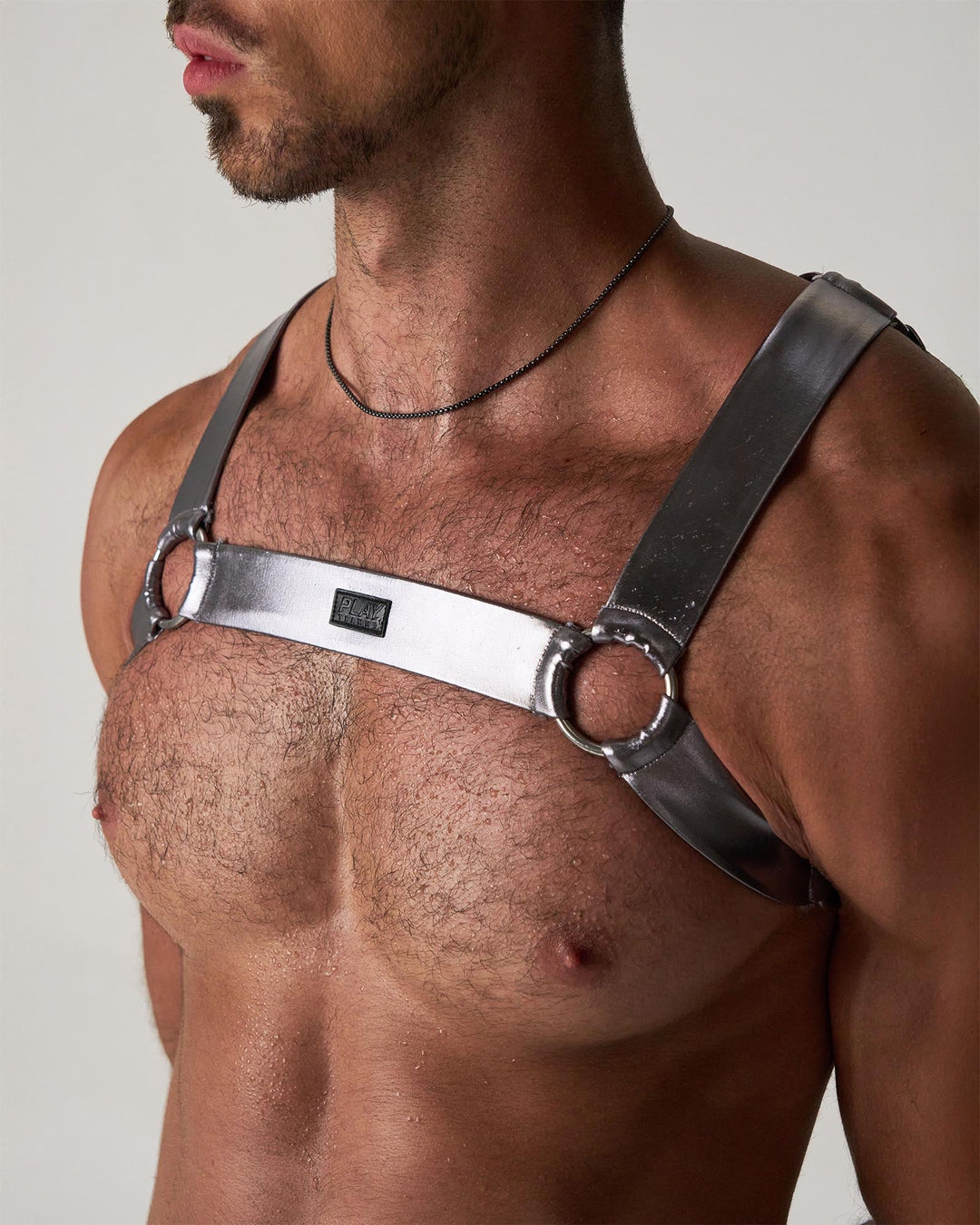 Teamm8 Chrome Harness — Mercury | Men's Chest Harness with Metal O-Ring Hardware