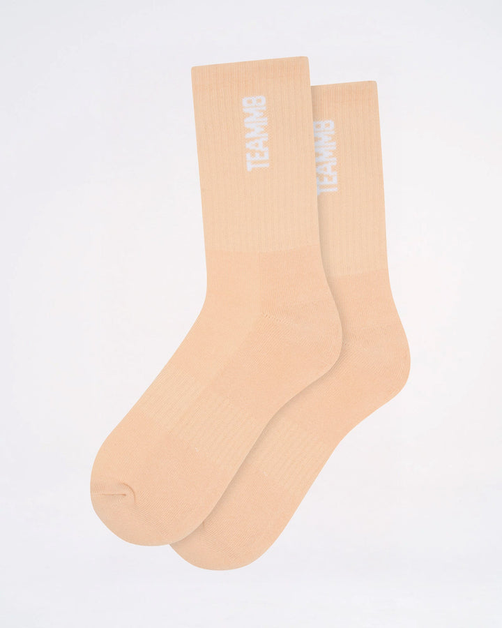TEAMM8 Men's Crew Sport Socks - Tan & White