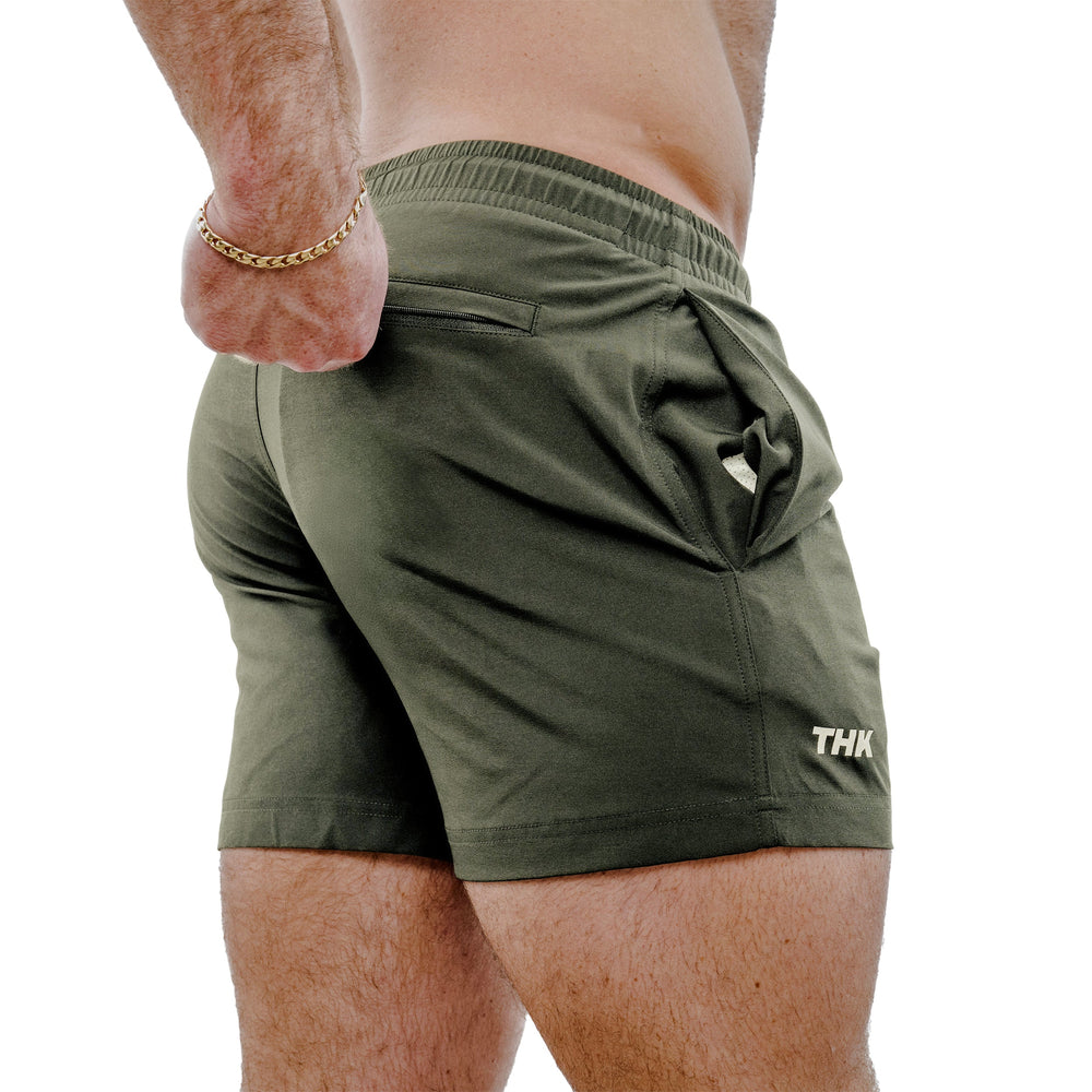 THK Sage swim gym short 5 inch – quick-dry polyester spandex versatile beach pool gym short