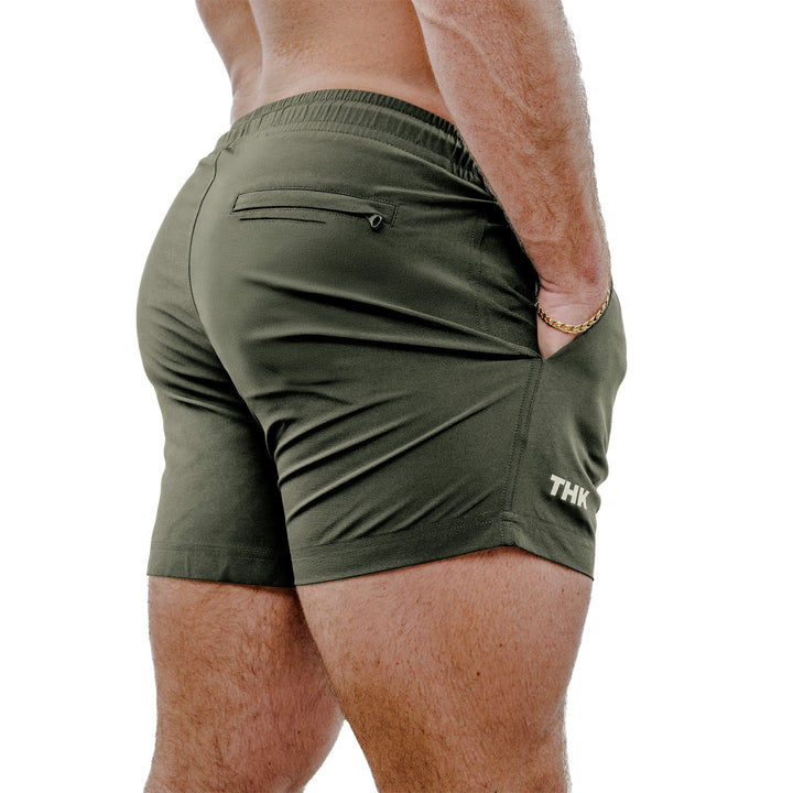 THK Sage swim gym short 5 inch – quick-dry polyester spandex versatile beach pool gym short