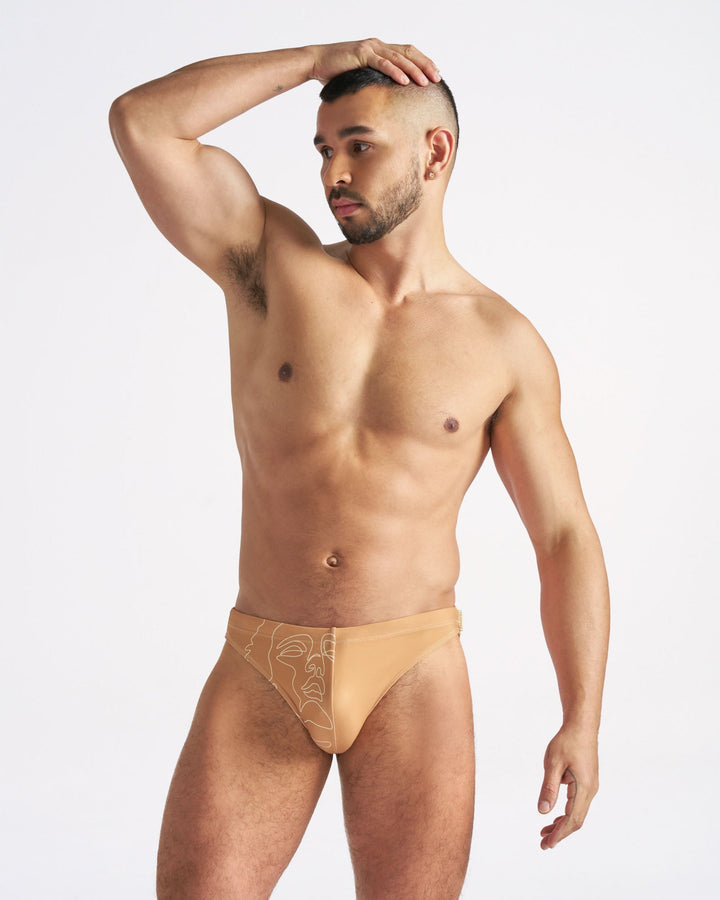 TEAMM8 Kouros Bikini Swim Brief — Dune Men's High Hip Swimwear