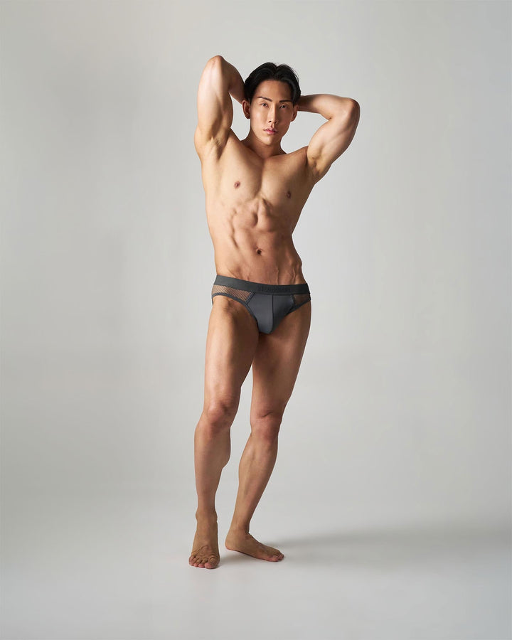 TEAMM8 Edge Net Brief - Gunmetal | Sheer Back Mesh Low-Rise Men's Briefs