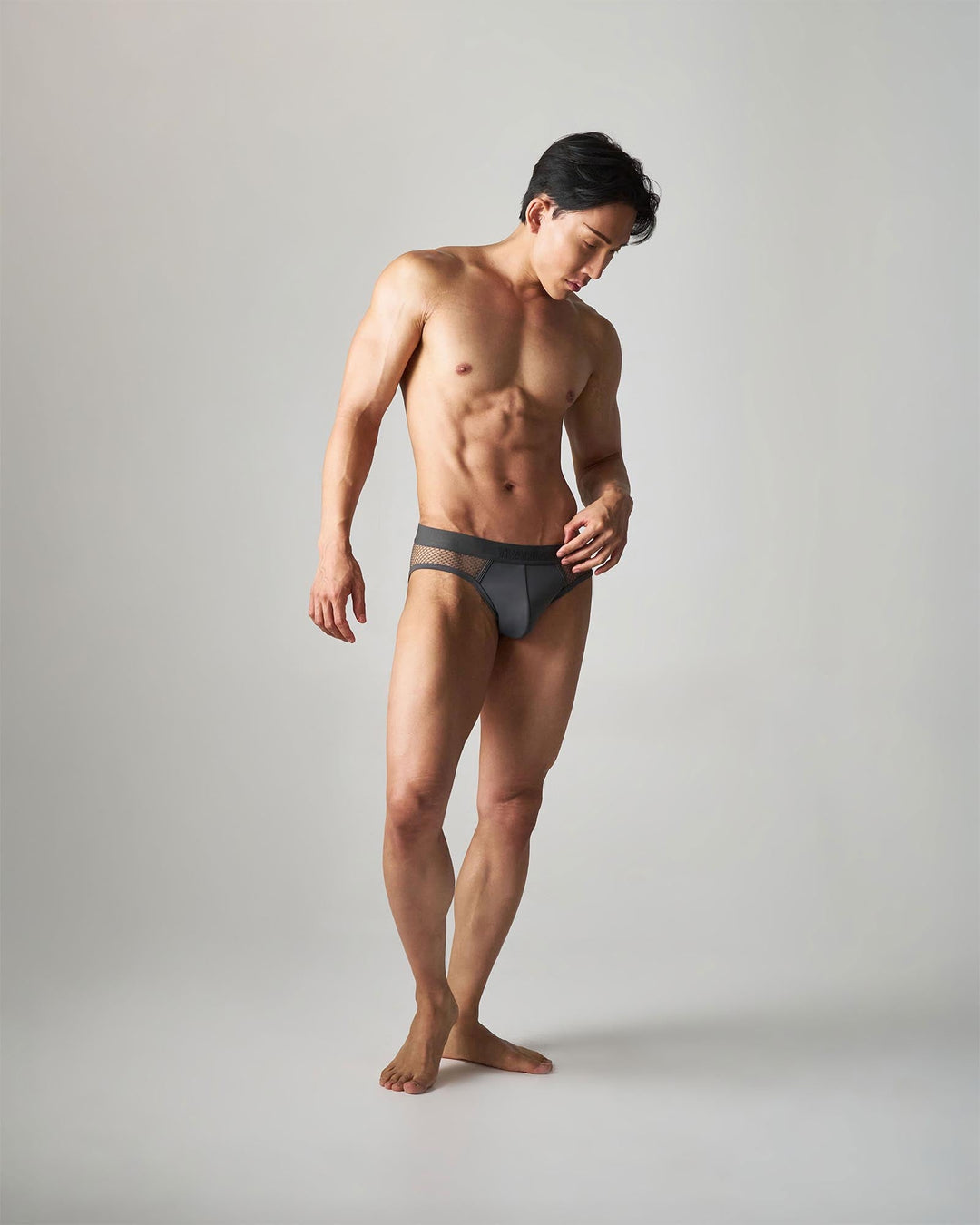 TEAMM8 Edge Net Brief - Gunmetal | Sheer Back Mesh Low-Rise Men's Briefs