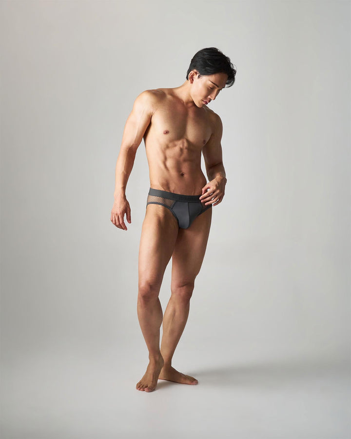 TEAMM8 Edge Net Brief - Gunmetal | Sheer Back Mesh Low-Rise Men's Briefs