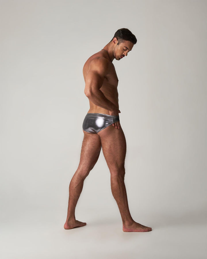 TEAMM8 Chrome Bikini Brief - Mercury | Metallic Low Rise Men’s Brief