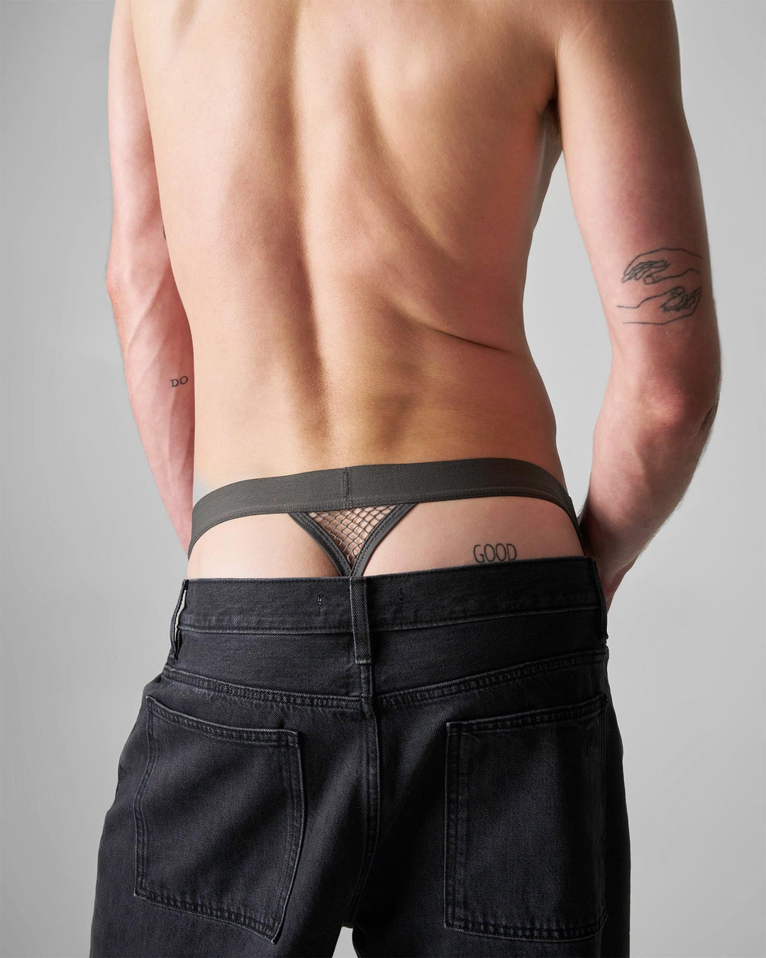 TEAMM8 Edge Net Jock/Thong - Gunmetal | Hybrid Mesh Low-Rise Men's Underwear
