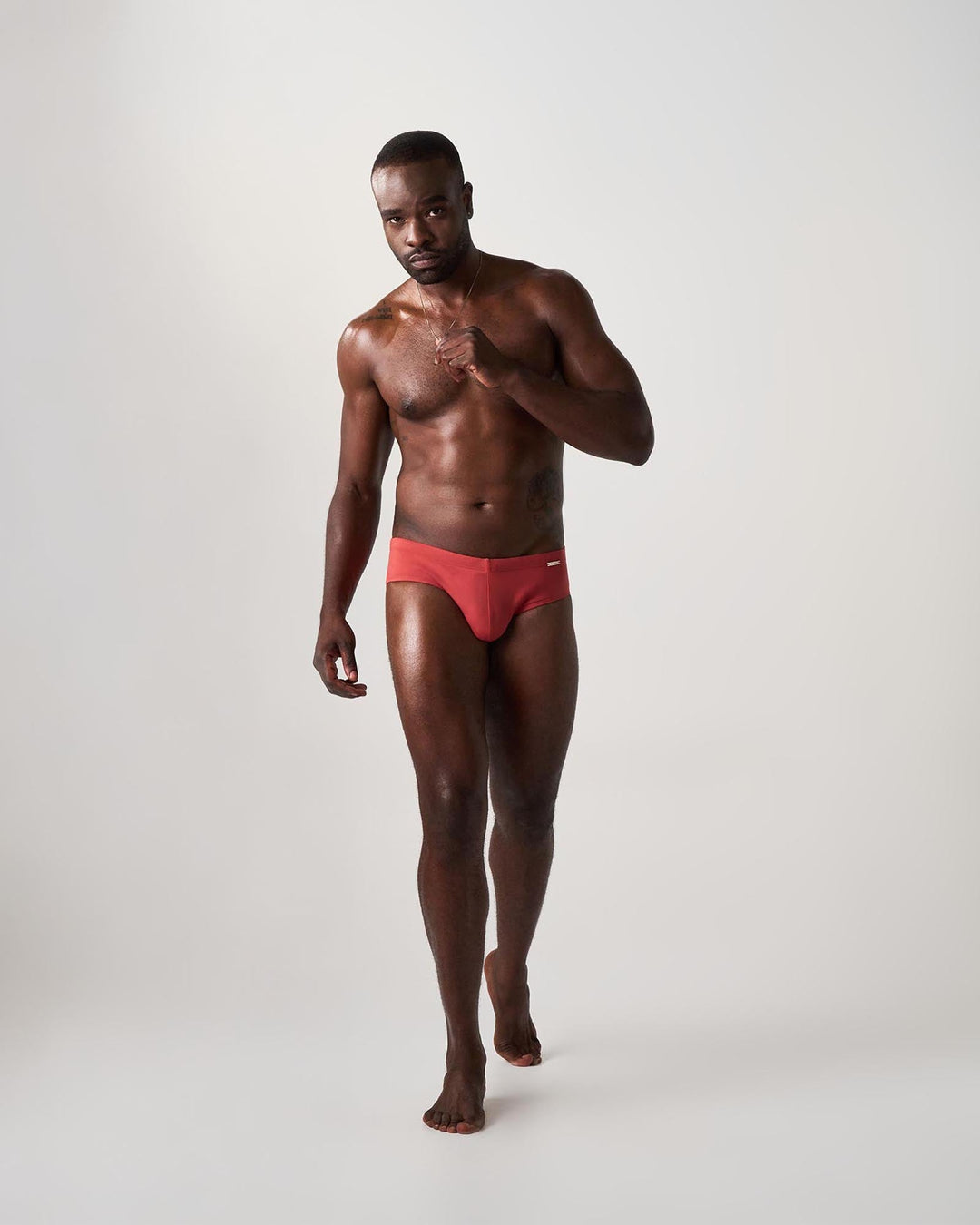 TEAMM8 Statement Wide Swim Brief - Terracotta | Full-Coverage Men's Swimwear