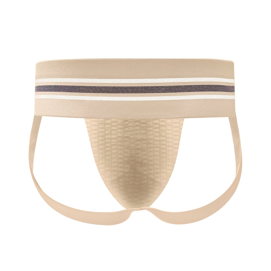 HisJock Core Jock in Fluorescent Beige 3 inch waistband – men's beige classic athletic jockstrap