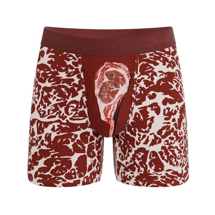 The Tomahawk Marbled Meat Ball Hammock® Pouch Underwear with Fly - Steak Print