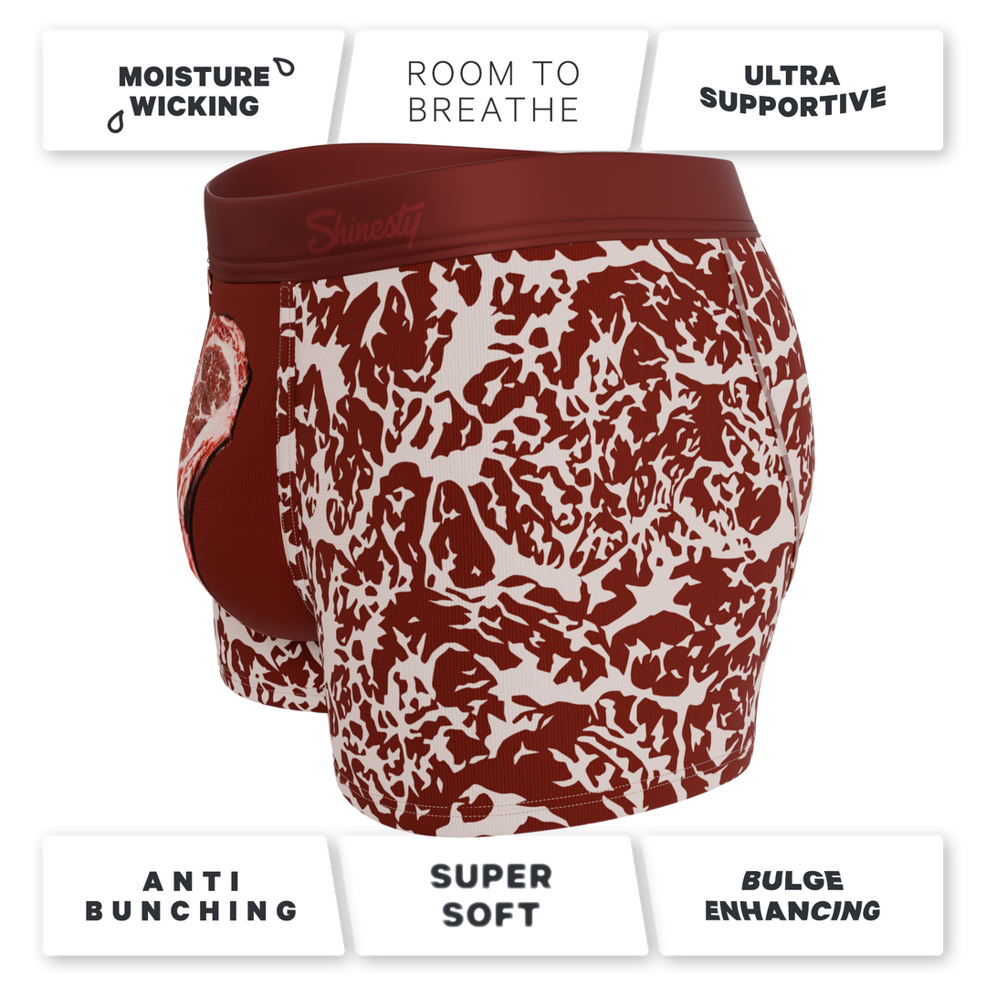 Shinesty Tomahawk Ball Hammock® Pouch Trunks | Marbled Meat Print