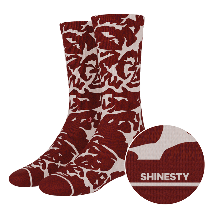 The Tomahawk | Funny Marbled Meat Steak Print Heel Hammock™ Crew Socks