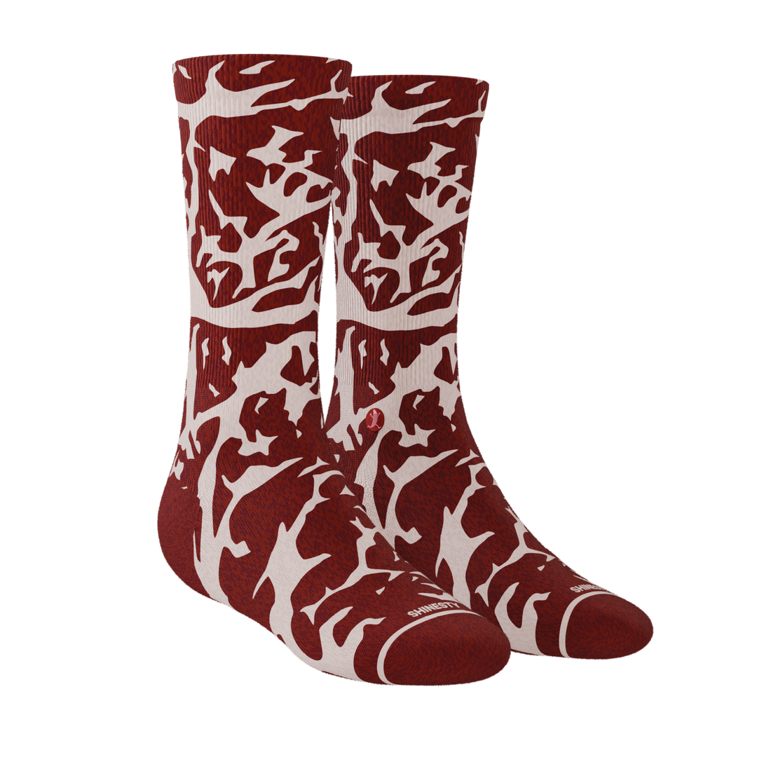 The Tomahawk | Funny Marbled Meat Steak Print Heel Hammock™ Crew Socks