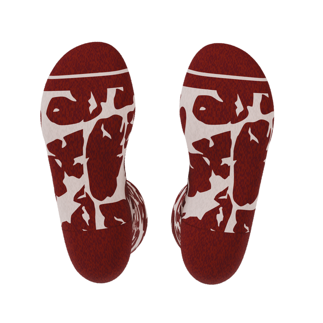 The Tomahawk | Funny Marbled Meat Steak Print Heel Hammock™ Crew Socks