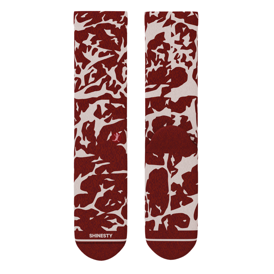 The Tomahawk | Funny Marbled Meat Steak Print Heel Hammock™ Crew Socks