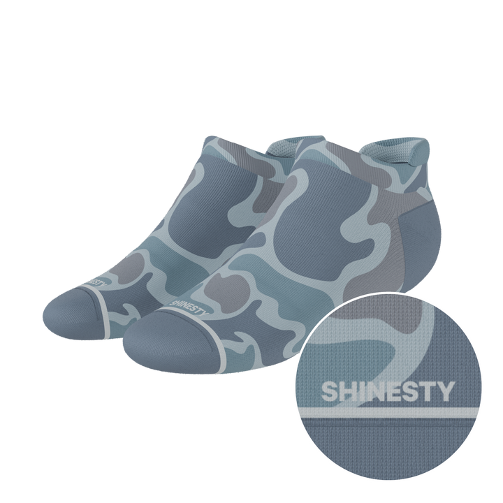 The Trail Runner | Tonal Grey Camo Heel Hammock™ Athletic Ankle Socks