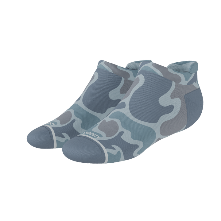 The Trail Runner | Tonal Grey Camo Heel Hammock™ Athletic Ankle Socks