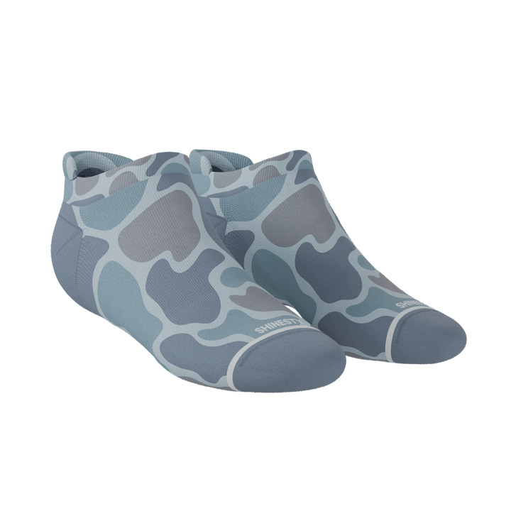 The Trail Runner | Tonal Grey Camo Heel Hammock™ Athletic Ankle Socks