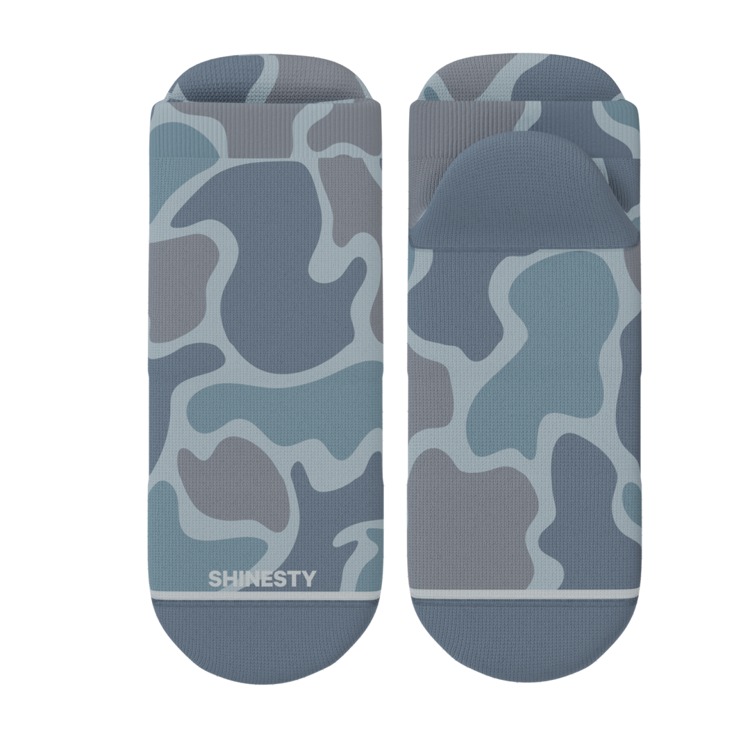 The Trail Runner | Tonal Grey Camo Heel Hammock™ Athletic Ankle Socks