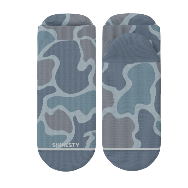 The Trail Runner | Tonal Grey Camo Heel Hammock™ Athletic Ankle Socks