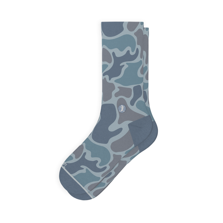 Shinesty Trail Runner Men’s Crew Socks - Grey Camo Cushioned Running Socks with Heel Hammock™ Support