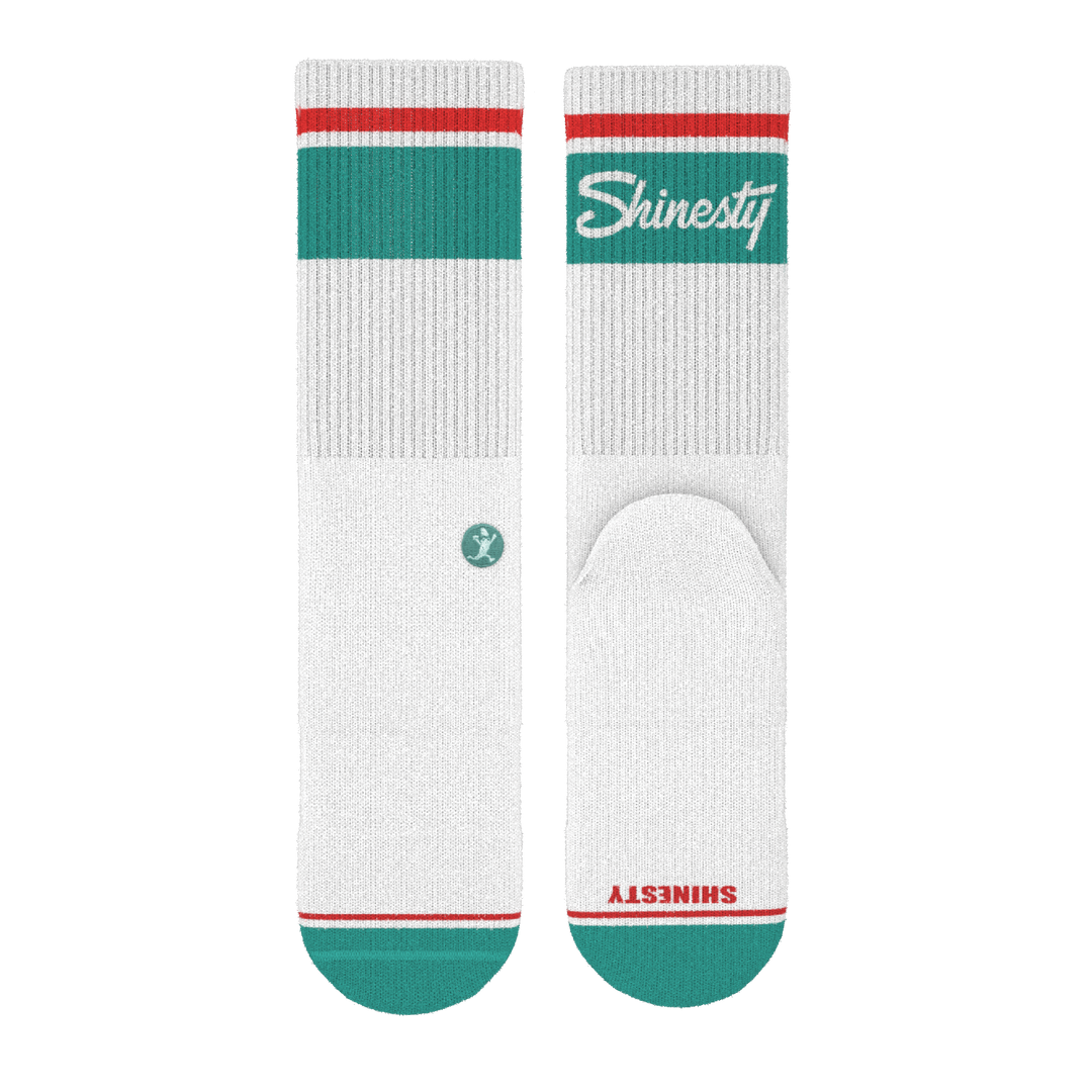 The Turks and Caicos | White and Teal Heel Hammock™ Crew Socks