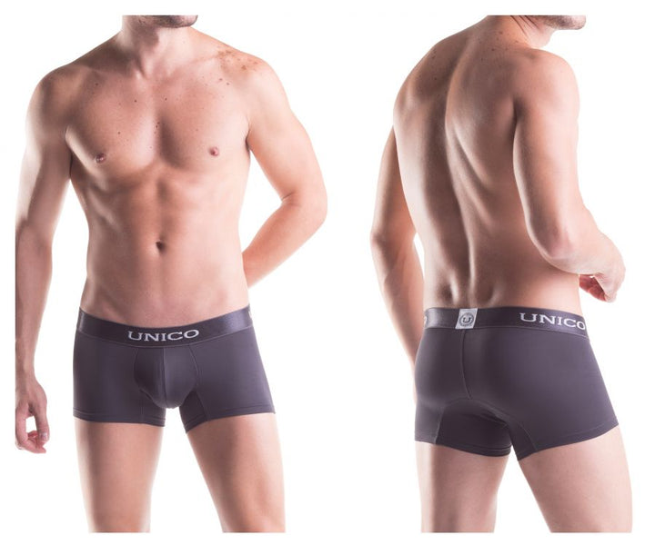 Mundo Unico Asfalto men's gray microfiber boxer briefs – contoured pouch body-defining underwear