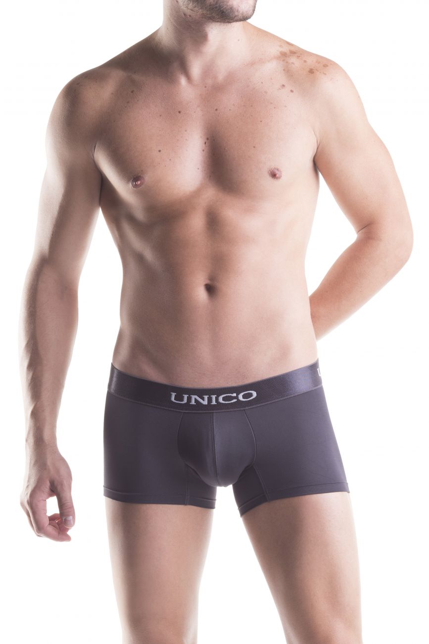 Mundo Unico Asfalto men's gray microfiber boxer briefs – contoured pouch body-defining underwear