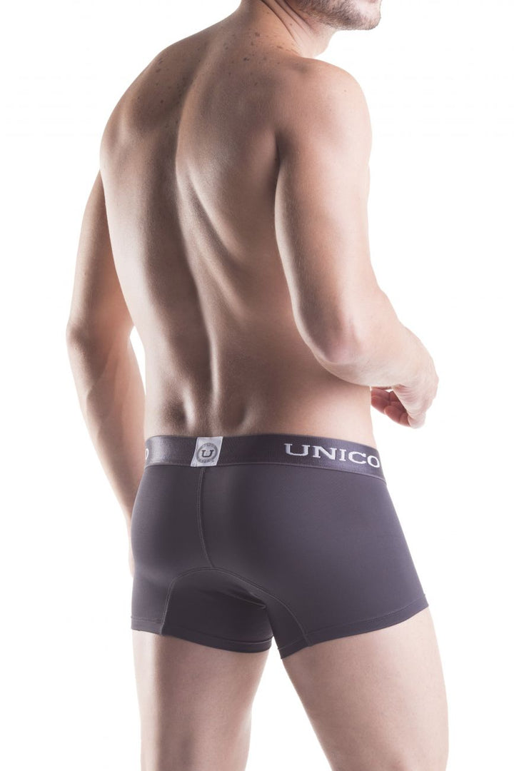 Mundo Unico Asfalto men's gray microfiber boxer briefs – contoured pouch body-defining underwear